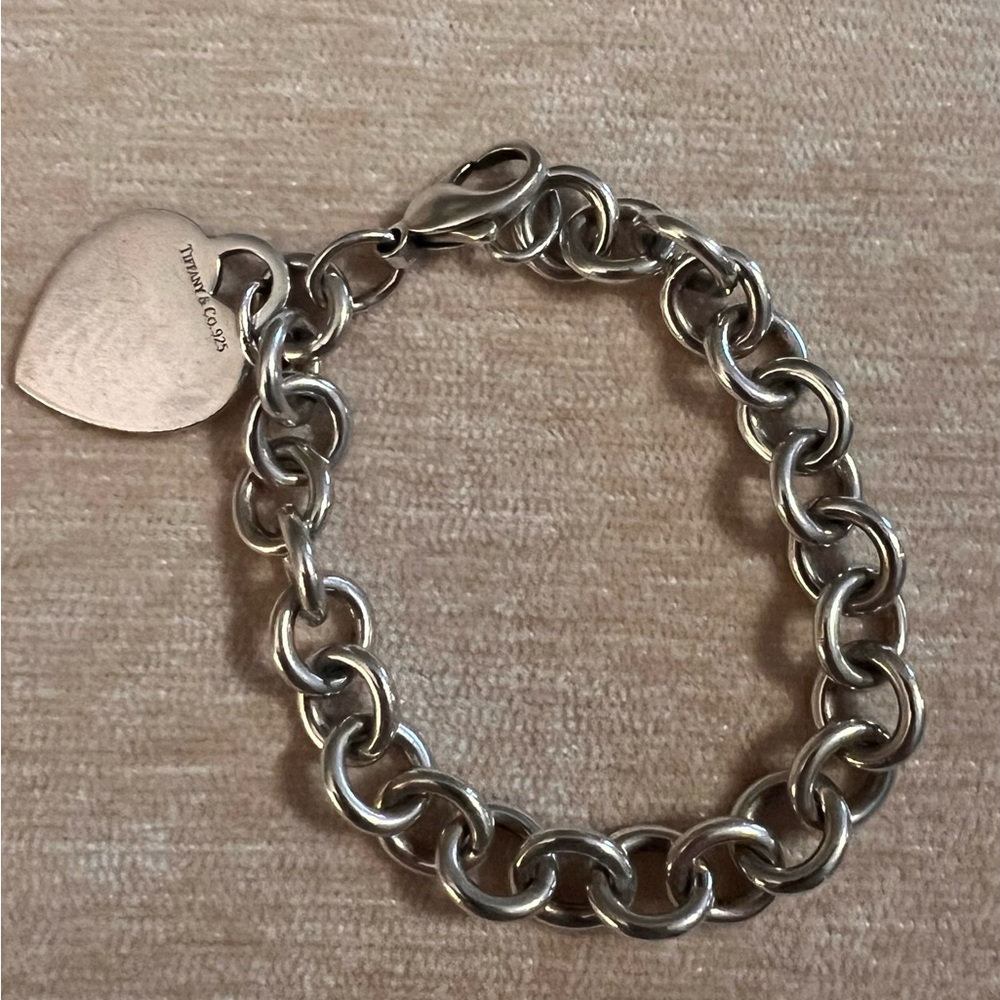 Vintage Tiffany & Co. Silver Chain Bracelet with Heart Charm